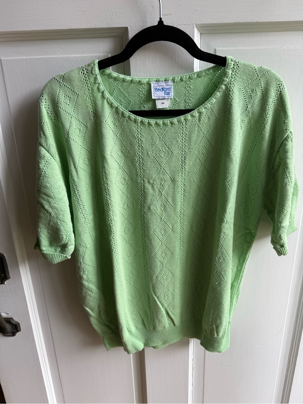Vintage Light Green Knit Short Sleeve Sweater